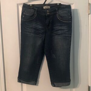 lei Dark Blue Cropped Capri Jeans